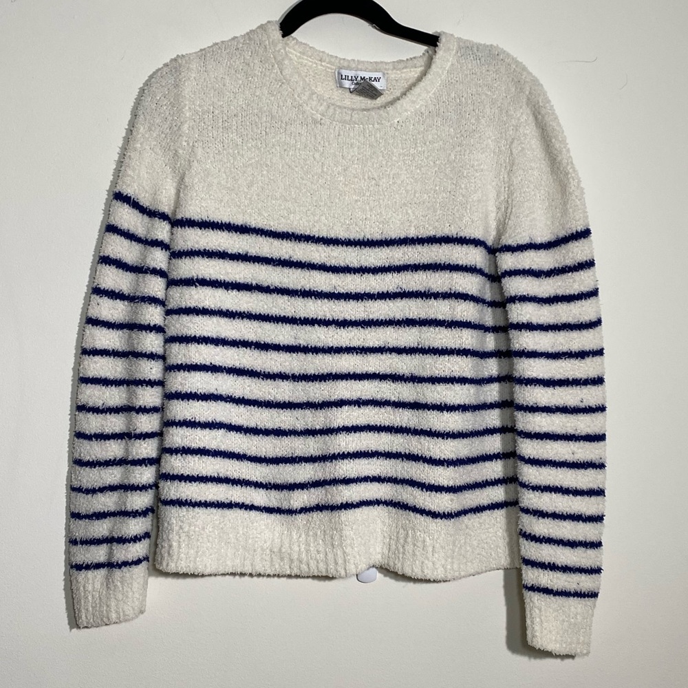Lilly McKay long sleeve sweater half cropped stripped sizes large
